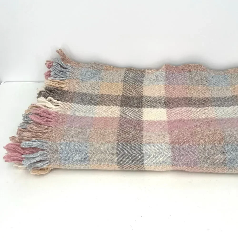 Vintage pastel colors wool blanket throw